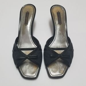 Louis Vuitton Black Monogram Open Toe Heels